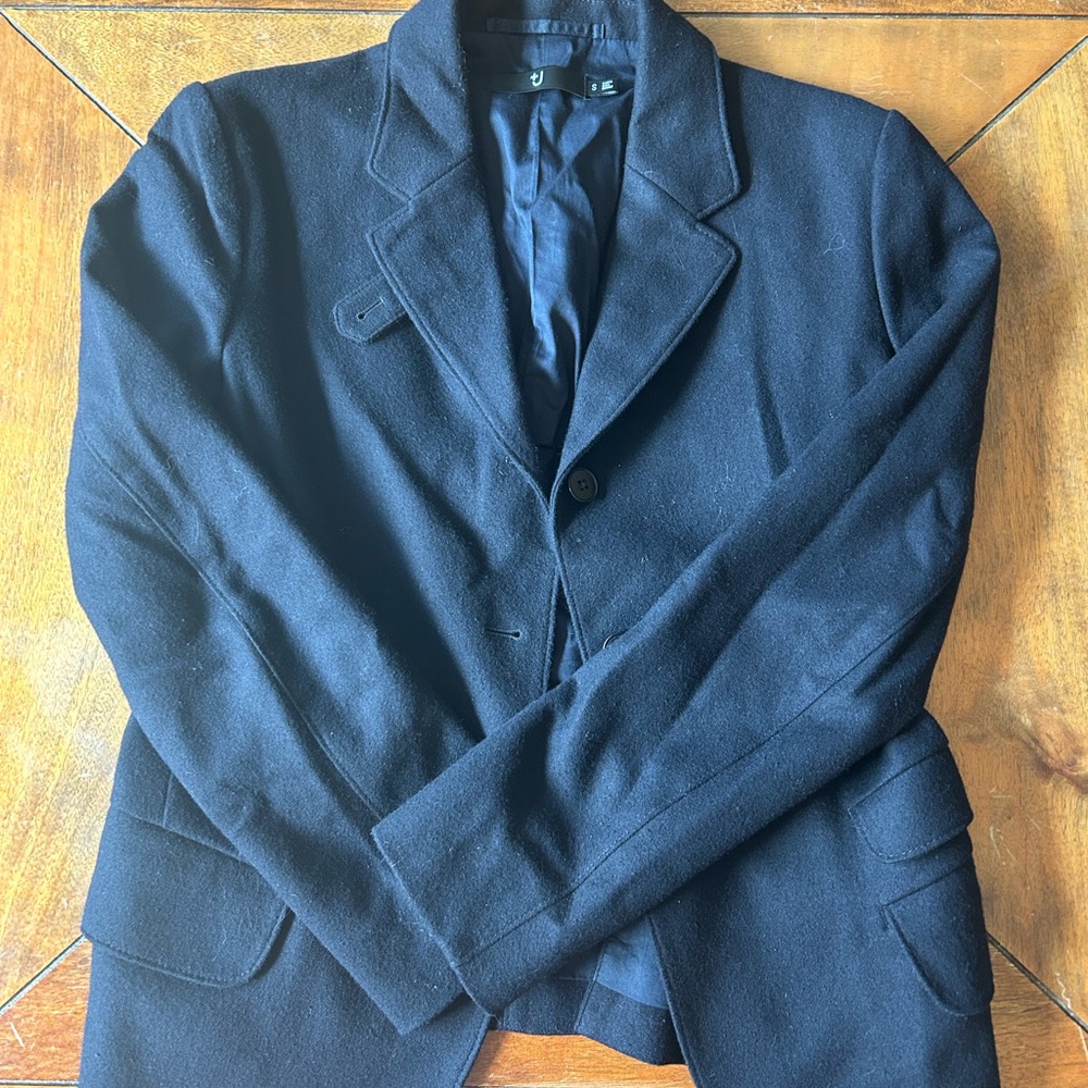 Jil Sander for Uniqlo +J Women’s Navy Blue Wool Blazer Jacket, Size Small